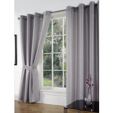SW Living Faux Silk Pair Curtains Eyelet Ring Top Heading, Lined Inc Tiebacks