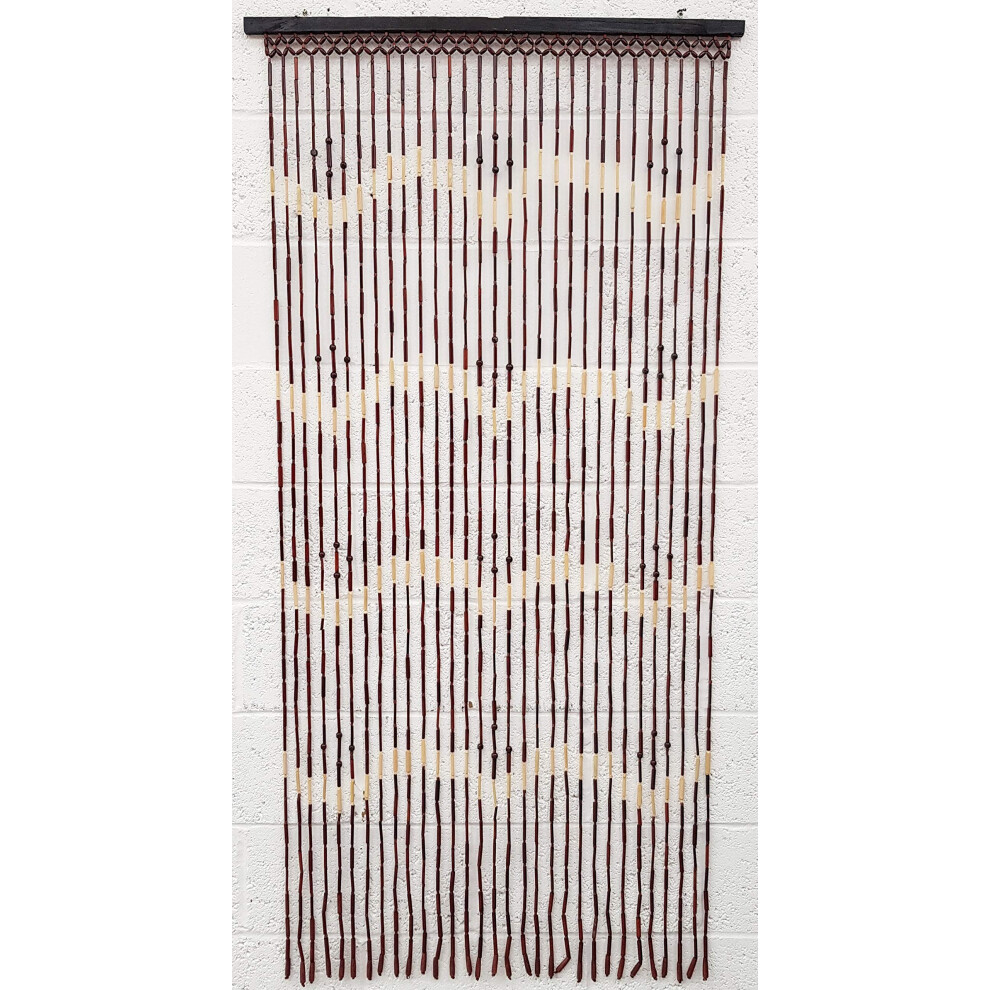 Multi Bargains JVL Wooden Bamboo Beaded Fly Screen Door Curtain 90 x180cm (Design 1)