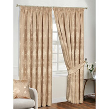 Prime Linens FULLY LINED PENCIL PLEAT LUXURY JACQUARD VIRGINIA CURTAIN (PAIR) (90?x 90? (228cm x 228cm), Gold)