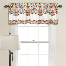 Záclona Lush Decor Clara s potiskem paisley, styl bohémy, 18" x 52", tyrkysová a mandarinková