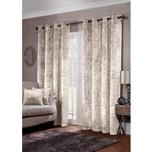 66" x 54" (168x137cm) Luxury Natural Cream Crushed Velvet Plush Shimmer Ring Top Eyelet Pair Curtains Lined By SW Living