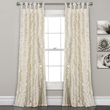 Lush Decor, Ivory Sophia Ruffle Curtain | Textured Window Panel Set for Living, Dining Room, Bedroom (Pair), 40" W x 84" L