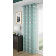 Ians Emporium 1 x LEON Shimmer Metallic Sparkle Stripe Eyelet Ring Top Header Net Voile Panel - DUCK EGG - 55" W X 72" L - Curtains At Home
