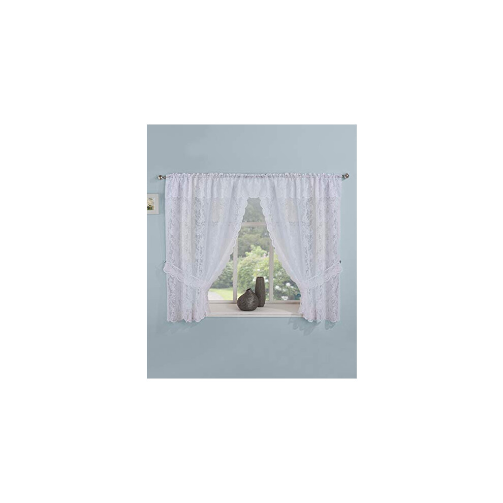 Textilesforyou Kew Heavy Weight Net Curtains In Flounce, Door Curtains & Window Sets (114"x36"(290cmx91cm), Window Set)-image-OPC-PDTCZKW-NEW