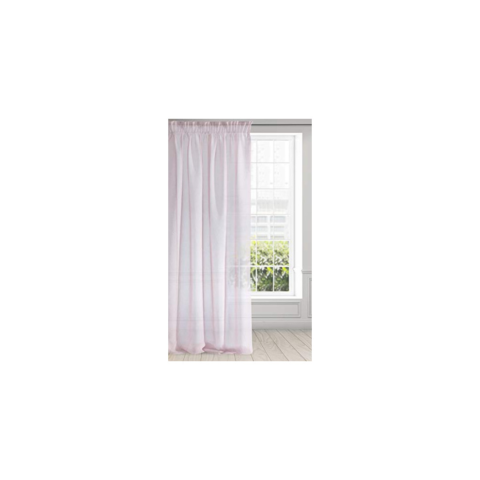 Eurofirany Smooth Etamine Ruffle Tape Curtains Transparent Elegant Glamour Bedroom Living Room Lounge, Fabric, Pink, W55? x L106?-image-OPC-PDTCZM9-NEW