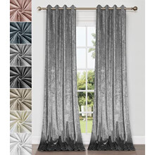Home Direct Pair of Crushed Velvet Curtains, Eyelet Ring Top, Unlined, Dark Grey, 2 panels, 140cm x 240cm 55" x 94"