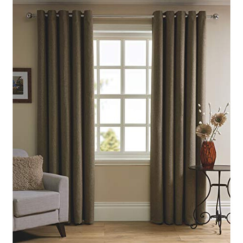 Sleepdown Herringbone Eyelet Lined 100% Polyester Curtain 90 X 90 - Natural