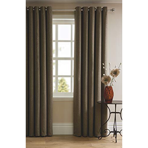 Sleepdown Herringbone Eyelet Lined 100% Polyester Curtain 90 X 90 - Natural 1