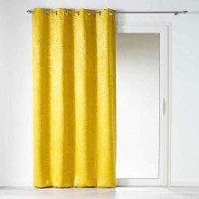 Douceur d'Int?rieur Blackout Curtain with Eyelets Tropical Velvet, yellow, 140 x 240 CM