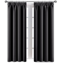 AMEHA Blackout Curtains for Living Room - Pencil Pleat Grey Bedroom Curtains & Drapes 72 Inch Drop Thermal Insulated Super Soft Black Out Window