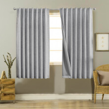 Joydeco 100% Black Out Curtains 63 inch Long 2 Panels Burg Grey Blackout Linen Drapes for Bedroom Living Room Darkening Curtain Thermal Insulated