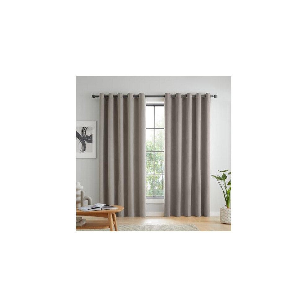 Catherine Lansfield Wilson Blackout Thermal 117X183cm Curtains Two Panels Grey