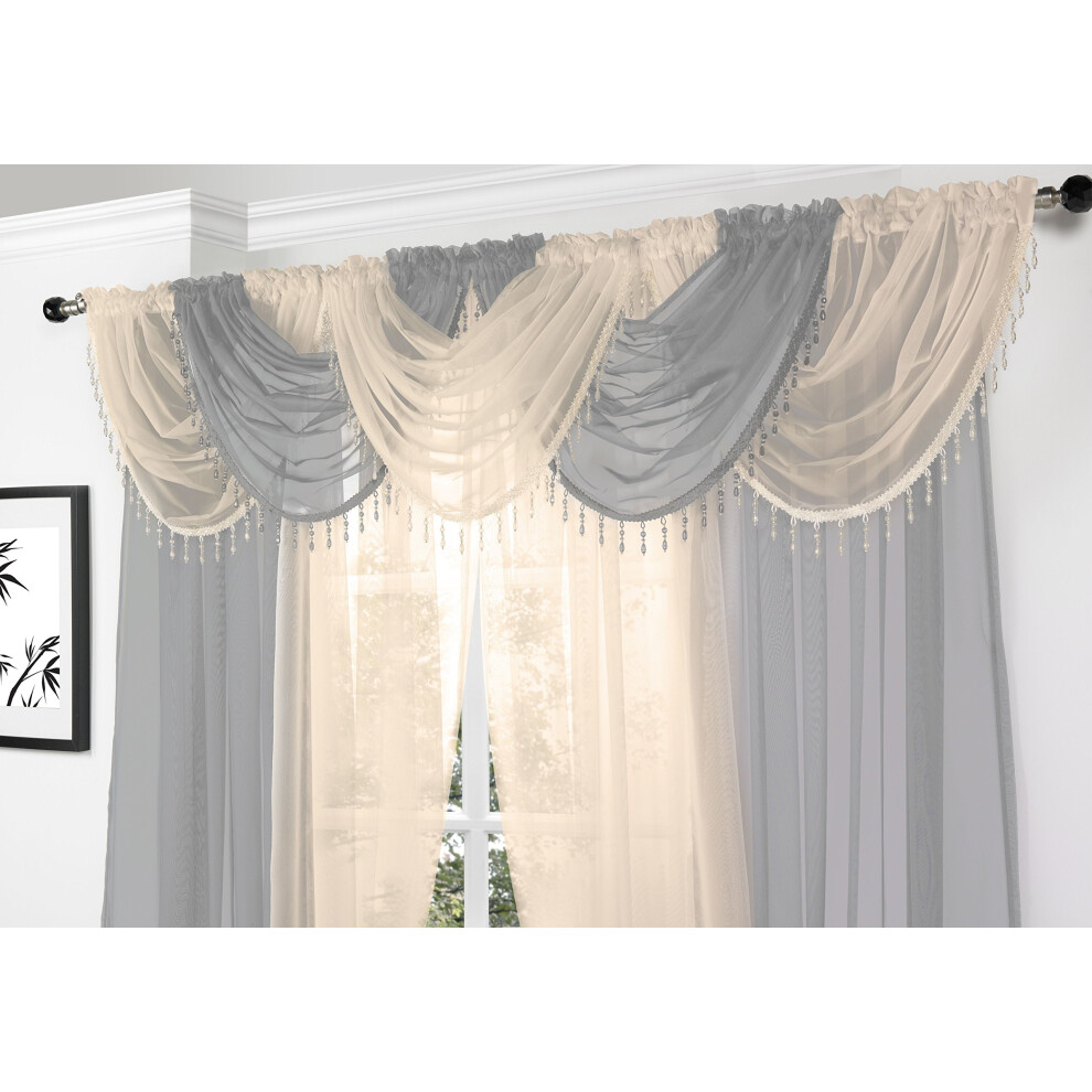 Silver Voile Curtain Swag with Crystal Beaded Trim by Supplied by Maple Textiles-image-OPC-PDTD2SR-NEW