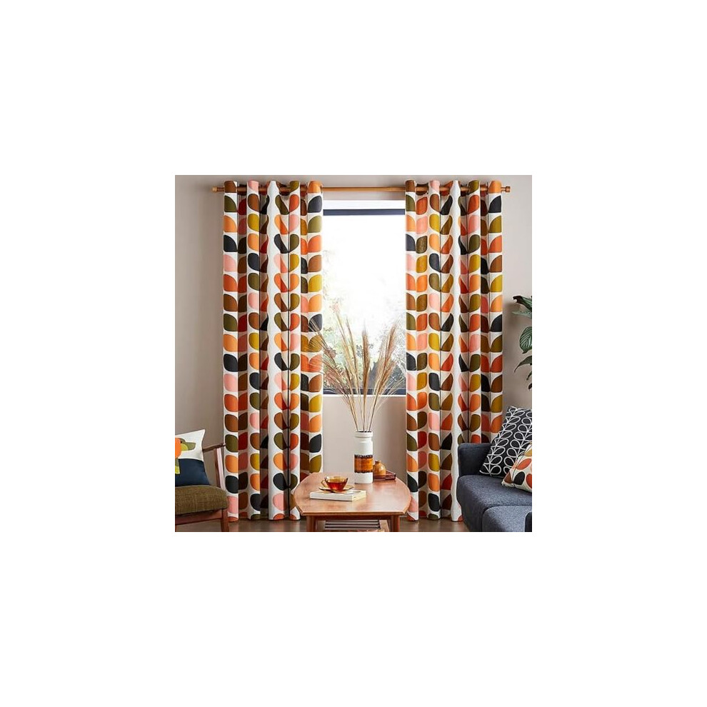 Orla Kiely Multi Stem Auburn Lined Eyelet CurtainsCurtain Size: Width 167cm (66") x Drop 228cm (90")-image-OPC-PDTD5BD-NEW