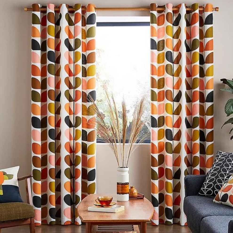 Orla Kiely Multi Stem Auburn Lined Eyelet CurtainsCurtain Size: Width 117cm (46") x Drop 137cm (54")