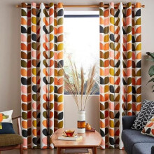 Orla Kiely Multi Stem Auburn Lined Eyelet CurtainsCurtain Size: Width 167cm (66") x Drop 183cm (72")