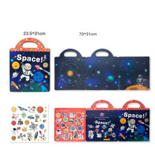 (Space) Six Major Themes Portable Adhesive Book Scene Paste Books for Children Kids Gift