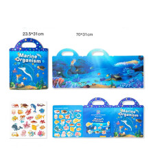 (Marine Organism) Six Major Themes Portable Adhesive Book Scene Paste Books for Children Kids Gift