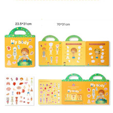 (My body) Six Major Themes Portable Adhesive Book Scene Paste Books for Children Kids Gift