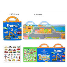 (Traffic) Six Major Themes Portable Adhesive Book Scene Paste Books for Children Kids Gift