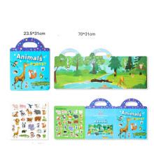 (Animals) Six Major Themes Portable Adhesive Book Scene Paste Books for Children Kids Gift
