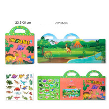 (Dinosaurs) Six Major Themes Portable Adhesive Book Scene Paste Books for Children Kids Gift
