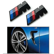 BMW M Sport Gloss Black 45x15mm Fender Badge Sticker Pair - Side Wing Emblems for All BMW Models