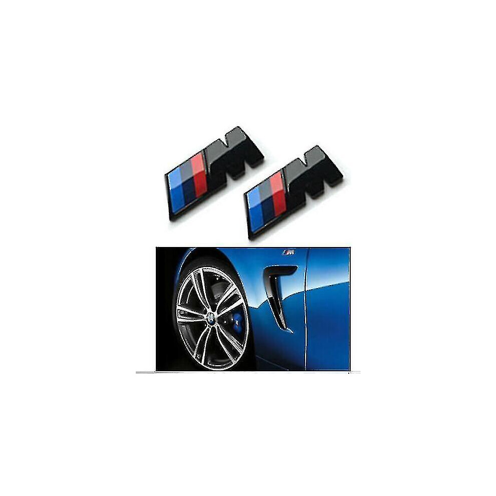 Bmw M Sport Gloss 45X15mm Fender Badge Sticker Pair - Side Wing Emblems For All Bmw Models Black