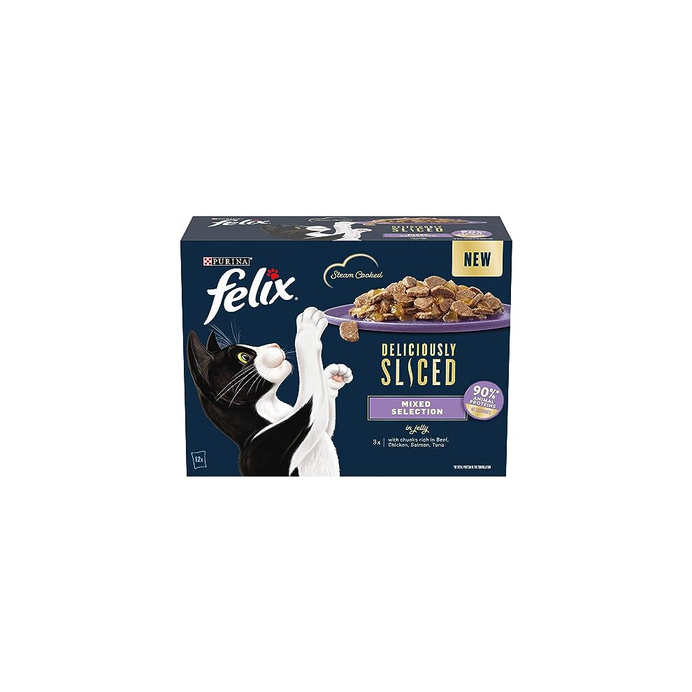 Felix Deliciously Sliced Adult Wet Cat Food Mixed Selection 12x80g, Pack of 4