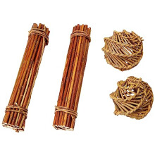 Happy pet Nature First Willow Value Pack - 2 Willow Sticks & 2 Willow Balls - Suitable for Small Animals