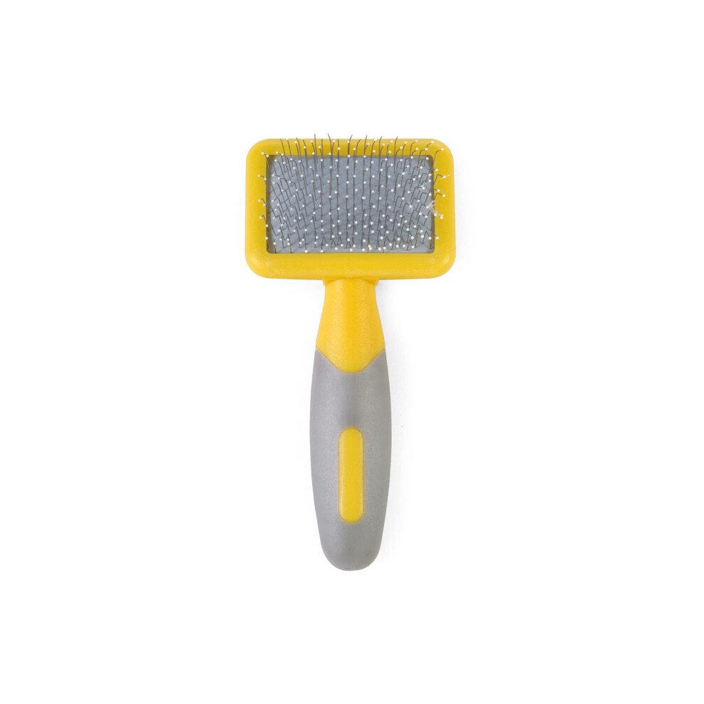 Ancol Ergo Animal Slicker Brush, Grey/yellow, Small