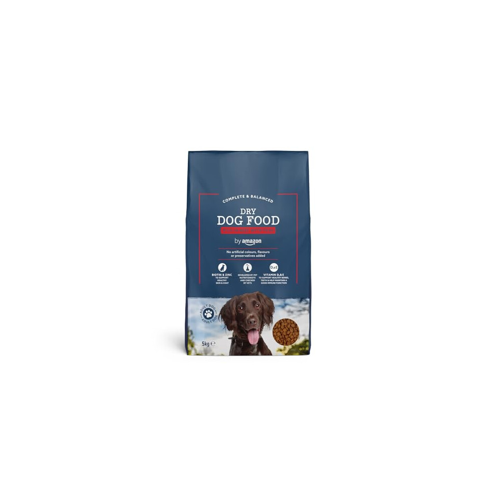 by Amazon - Complete Dry Dog Food for Adult Dogs, Rich in Beef with Peas, 1 Pack of 5kg