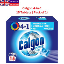 (15 Tablets (Pack of 1)) Calgon 4-in-1 Washing Machine Cleaner Tablets
