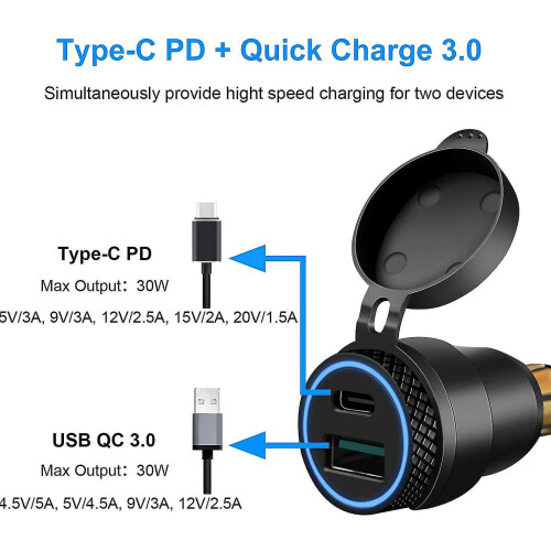 Blue Usb Pd Charger Hella Din Plug-socket For Bmw 2