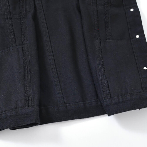 (Black, S) Women Spring And Autumn Coats Solid Sleeveless Denim Jacket Outerwear 1