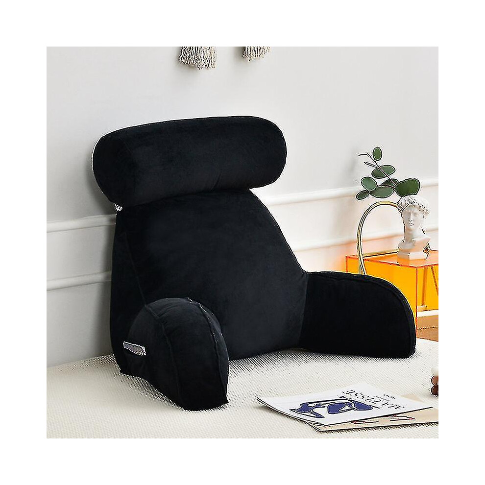 (Black) Reading Pillow Office Sofa Bedside Back Cushion Bed Lumbar Support Cushions Backrest Backs Rest Pain Relief Pillows