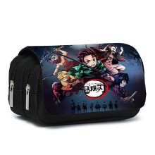(A) Demon Slayer Pencil Case Large Capacity Stationery Case Student Pen Pouch Double Layers Stationery Organizer Kids Gifts