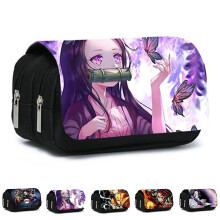 (E) Demon Slayer Pencil Case Large Capacity Stationery Case Student Pen Pouch Double Layers Stationery Organizer Kids Gifts