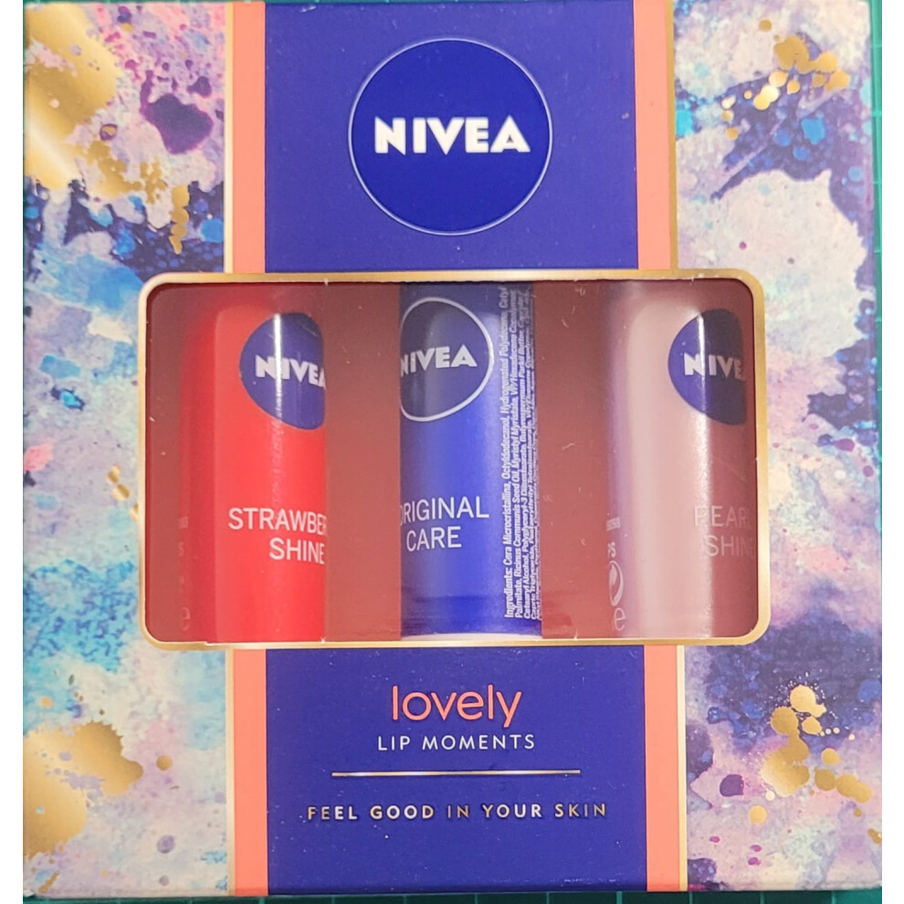 Nivea Lovely Lip Moments Feel Good in Your Skin 3 Balm Gift Set