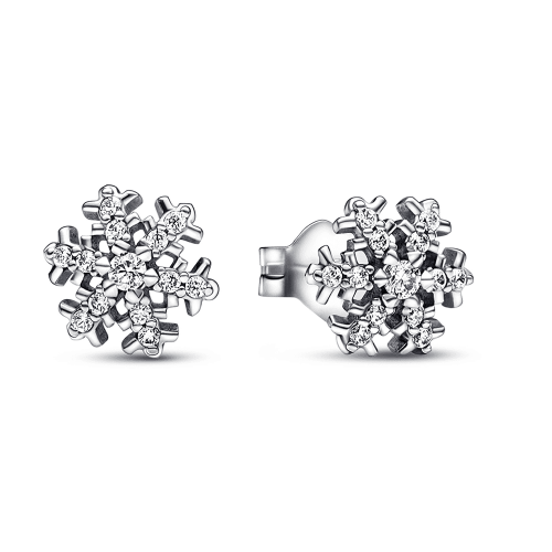 Pandora Silver Sparkling Snowflake Stud Earrings 292370C01 - Sterling Silver Snowflake with Clear Cubic Zirconia Pavé