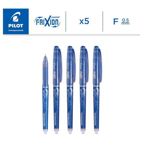 Pilot Pilot Frixion Point Erasable Rollerball 0.5 mm Tip - Blue, Pack of 5 2