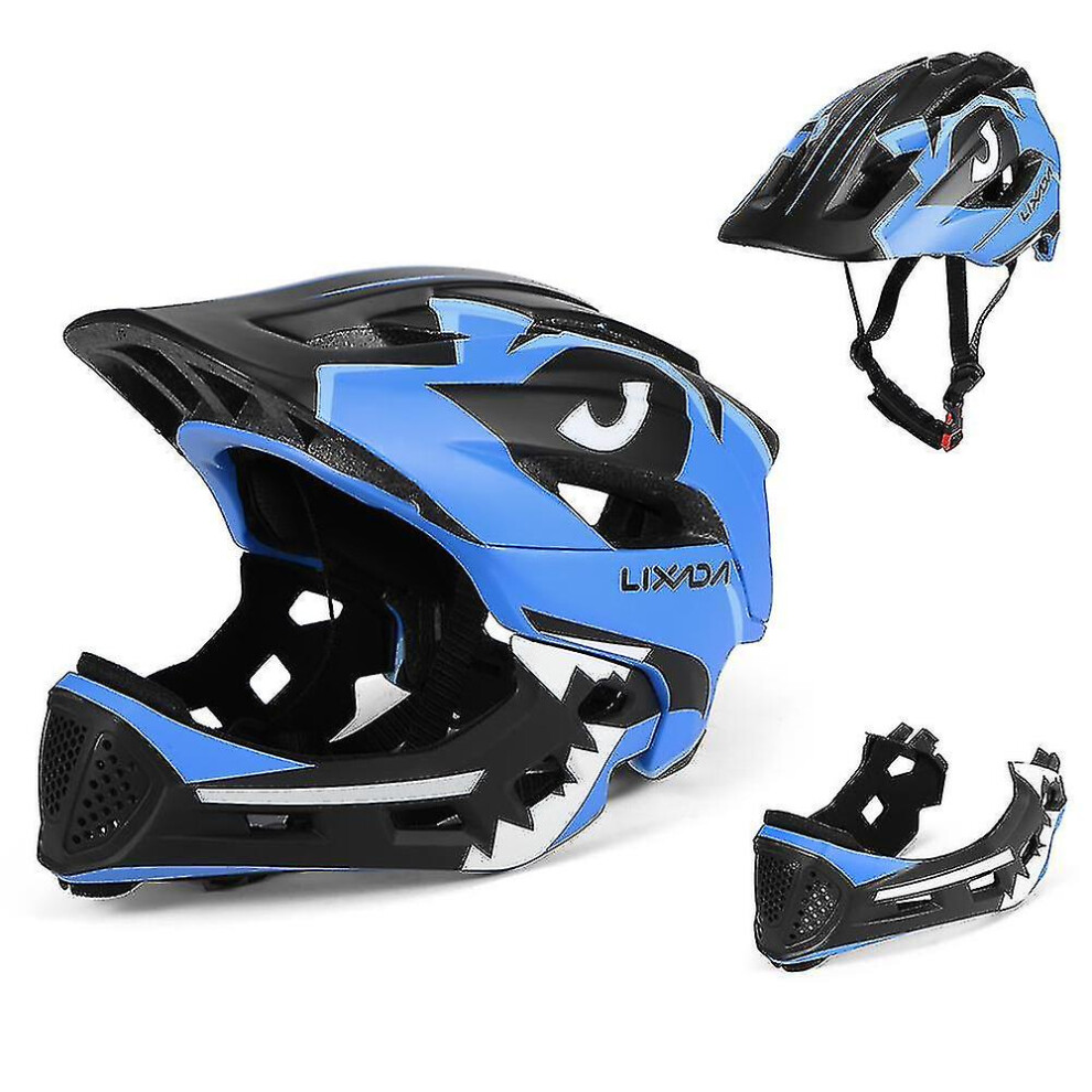 (blue) Kids Detachable Full Face Helmet Children Sports Safety Helmet For Roller Skating