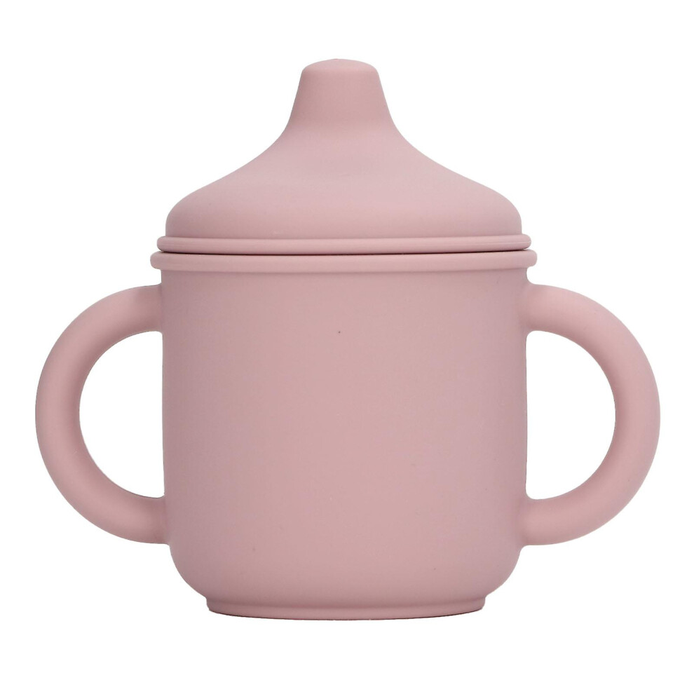 (Pink) Silicone Spill Proof Cup Dishwasher And Microwave Safe Training Cup With Handles And Spout Lid For Toddlers And Babies Pink