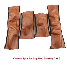 (donkey3 5 4pcs brown) Pram Armrests Covers For Bugaboo Donkey 1 2 3 5 Stroller Pu Leather Protective Case Handle Bumber Covers Strollers Accessories