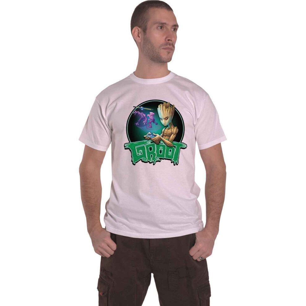 (L, White) Guardians of the Galaxy T Shirt I am Groot Gaming new Official Marvel Mens White