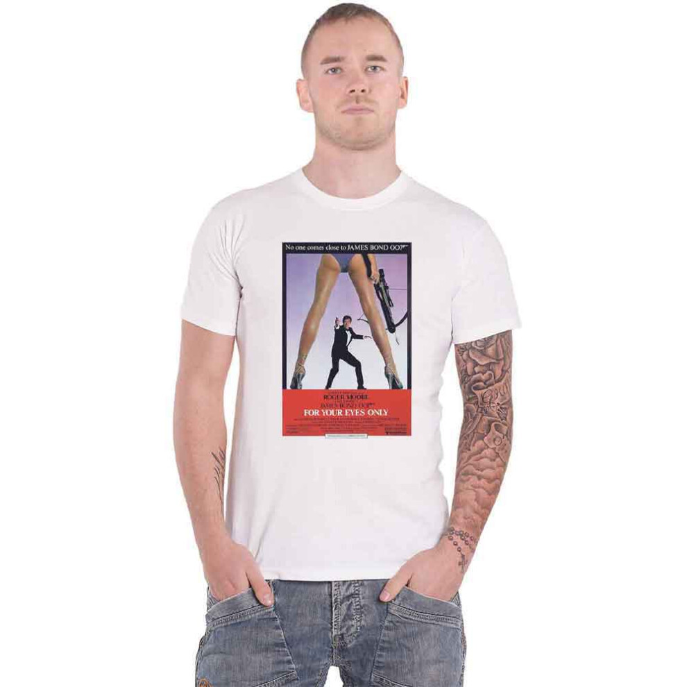(S, White) James Bond 007 For Your Eyes Poster T Shirt