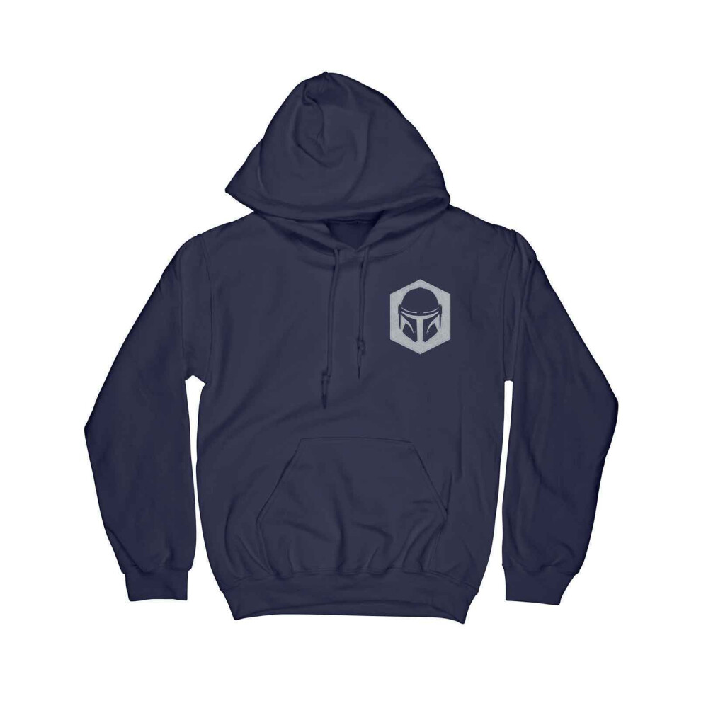 Mandalorian Hoodie He Goes Pocket Logo new Official Mens Navy Blue Pullover