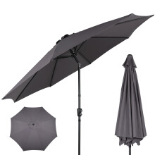 (Grey) 3M Garden Parasol Sunshade Outdoor Patio Umbrella