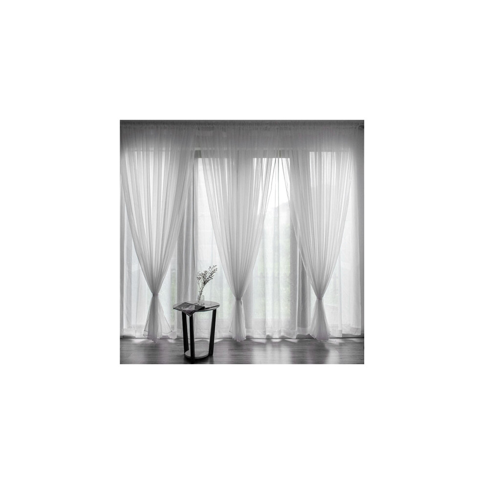 (White) Tulle Curtain Drape Panel Sheer Scarf Valances