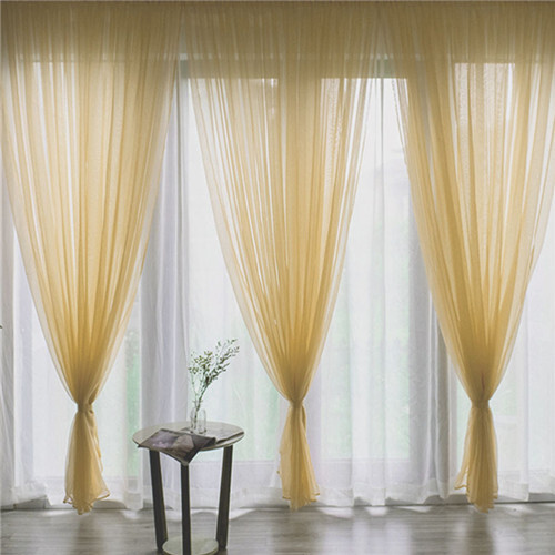 (Gold yellow ) Tulle Curtain Drape Panel Sheer Scarf Valances